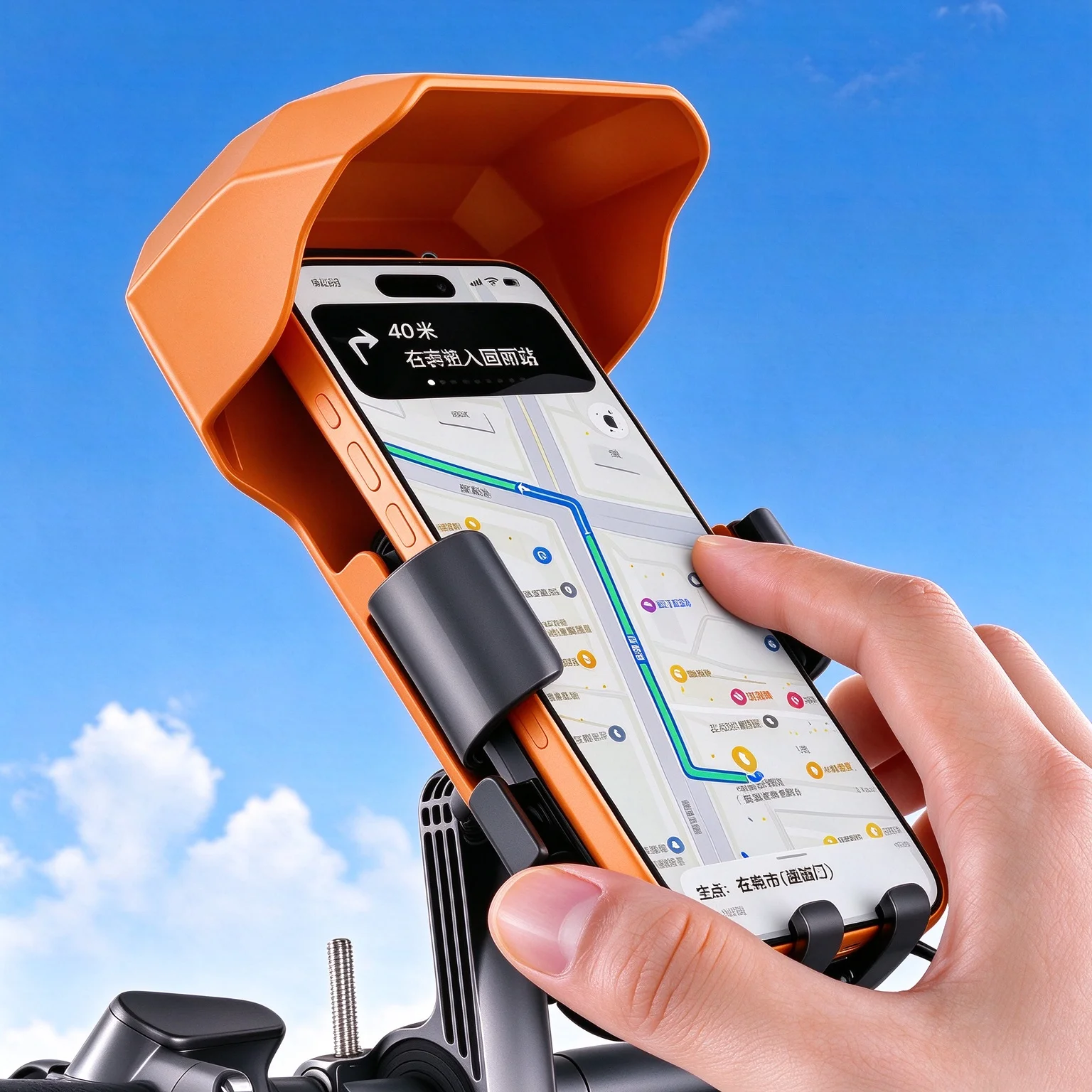 Bike Phone Holder Motorcycle Helmet Sunshade Waterproof Handlebar Mirror Mount 360 Rotation Shockproof Universal 4.7-7.2inch GPS