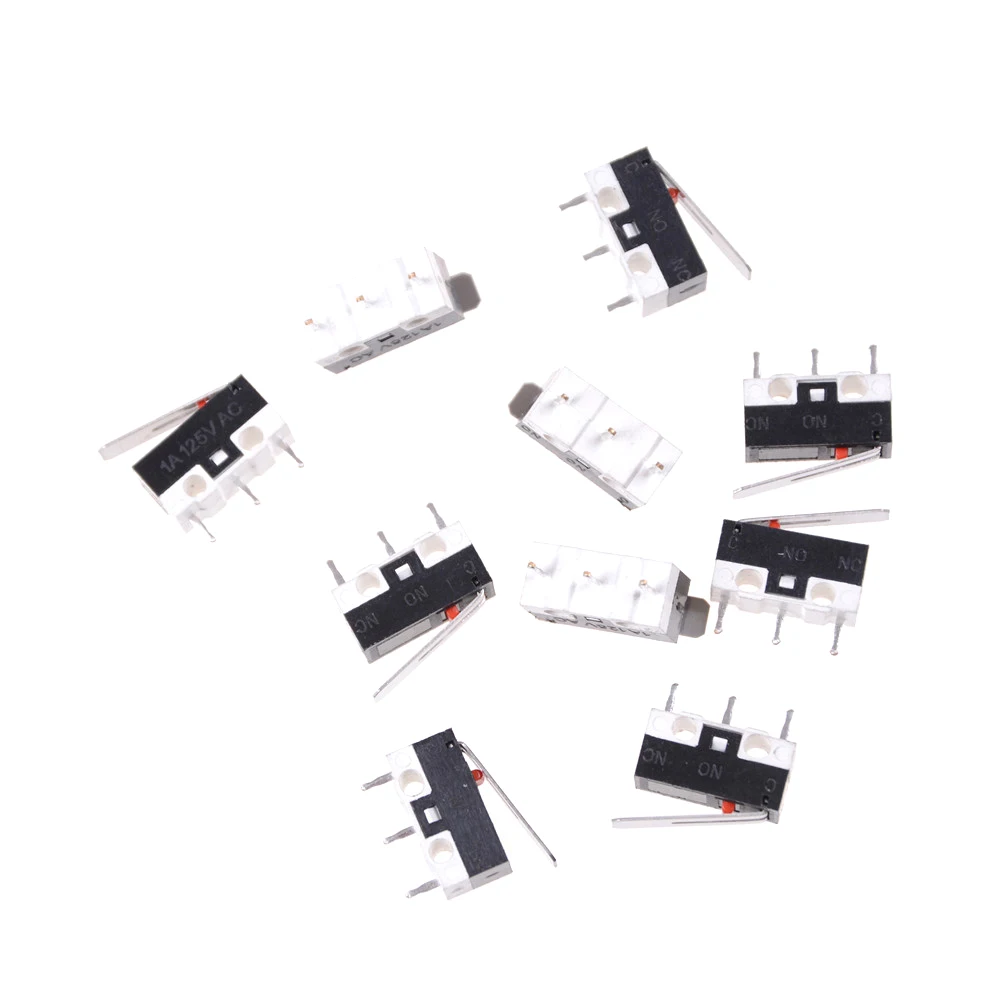 

10 pcs 1A 125V 3 Pin Spdt Micro Switch Plastic Metal Long Hinge Lever For Electronic Mouse Appliance Instrument Micro 2A 125V