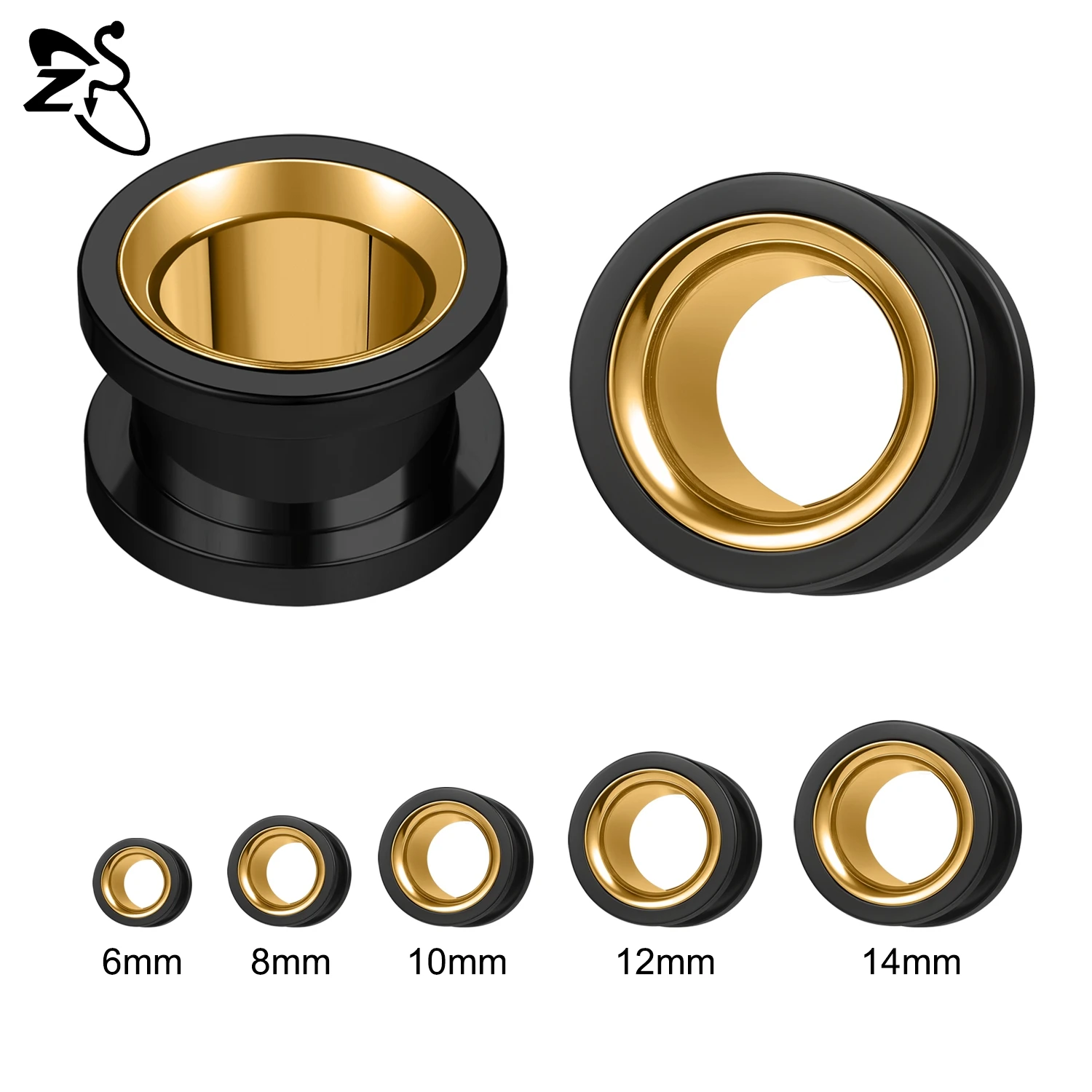 ZS Stainless Steel Ear Plug and Tunnel Set