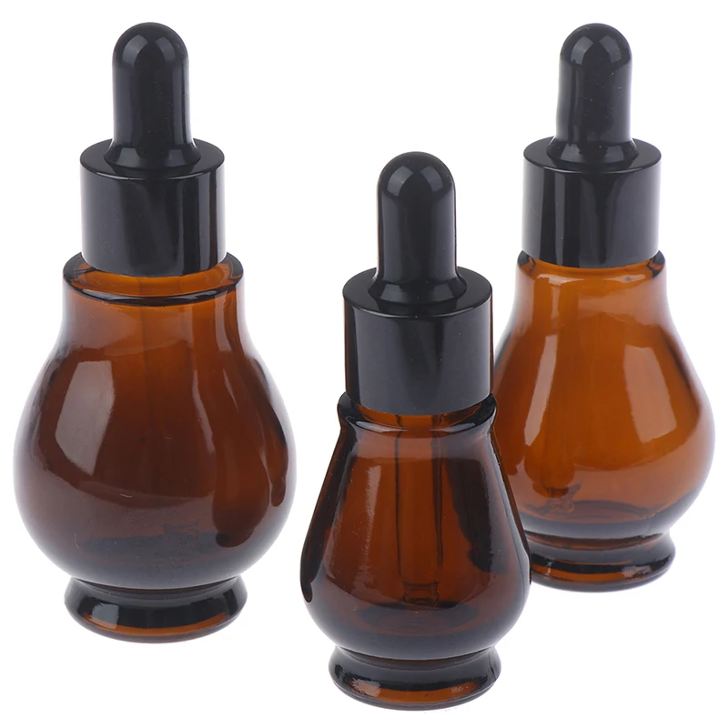 Flacons compte-gouttes vides en verre marron de 10/20/30ml, avec Pipette pour huiles essentielles
