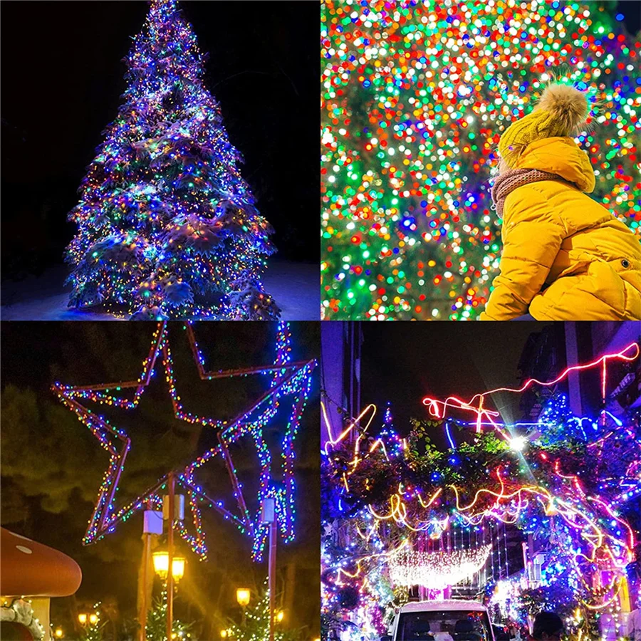 Nuovo 20M 50M 100M ha condotto la luce della stringa di natale all'aperto 8 modalità impermeabile ghirlanda lucine per la decorazione del giardino del Patio di nozze del partito