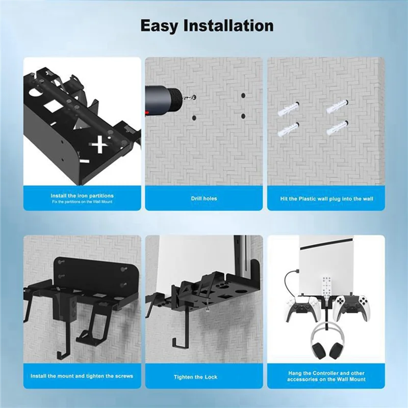 

Настенный кронштейн для хранения DIGIT, компактная подставка с геймпада и держателем для наушников для Sony Playstation 5 Slim