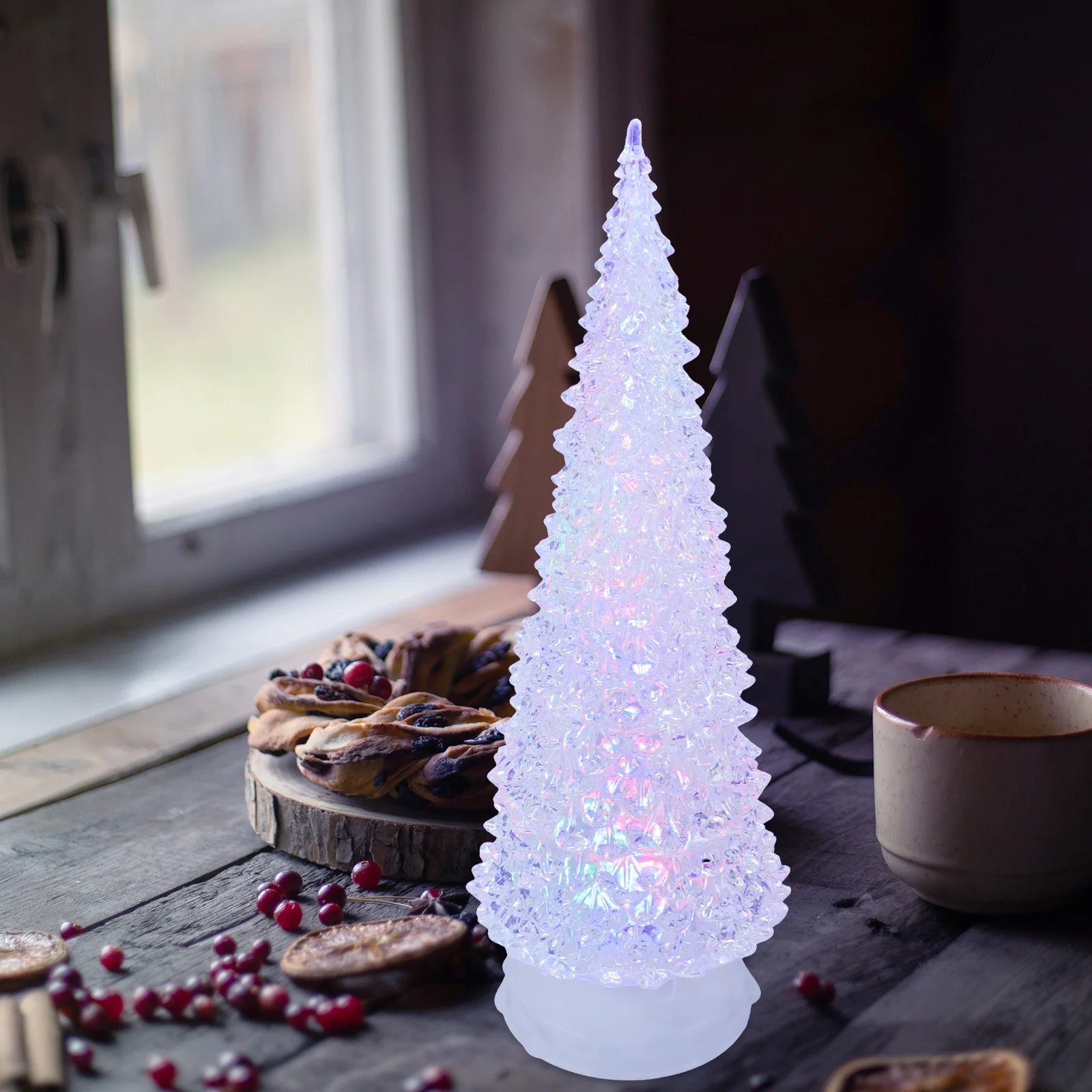 1 قطعة LED شجرة عيد الميلاد ضوء الليل الكرتون الاكريليك الجدول مصباح السرير ديكور ملون عيد الميلاد مصباح غرفة النوم ضوء الليل