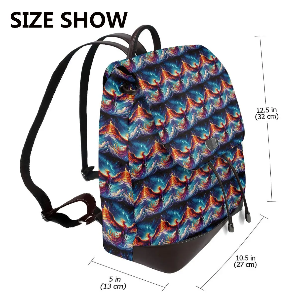Colorful Majestic Phoenix Bookbag School Student Bags Hiking Travel Daypack for Women Fashion Derma Backpack
