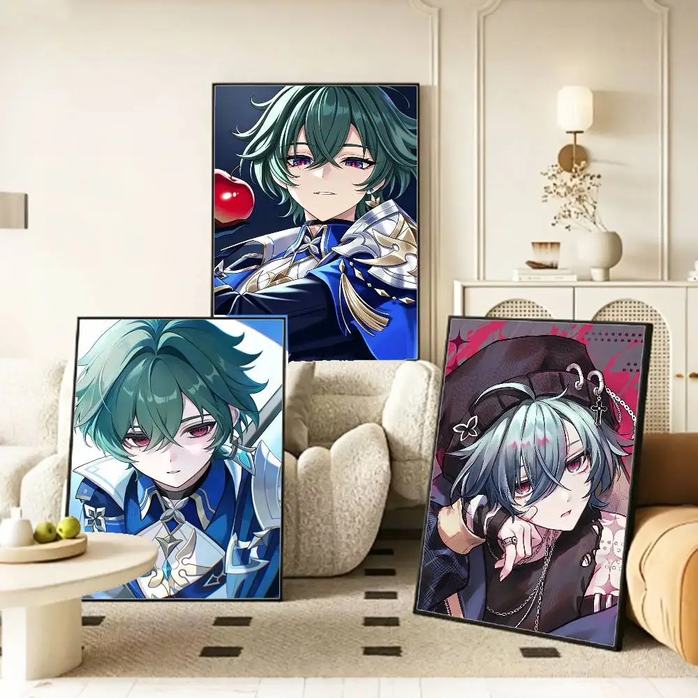 Genshin Impact Cryo L-Lohen Polearm Poster HD Self Adhesive Waterproof Wall Art Ideal for Home Office