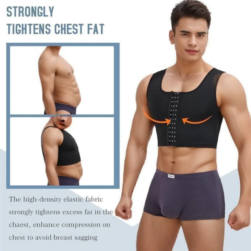 Men Compression Shirts for Men Shapewear Chest Abdomen Control Body Shaper Slimming Undershirt Workout Vest Tank Top