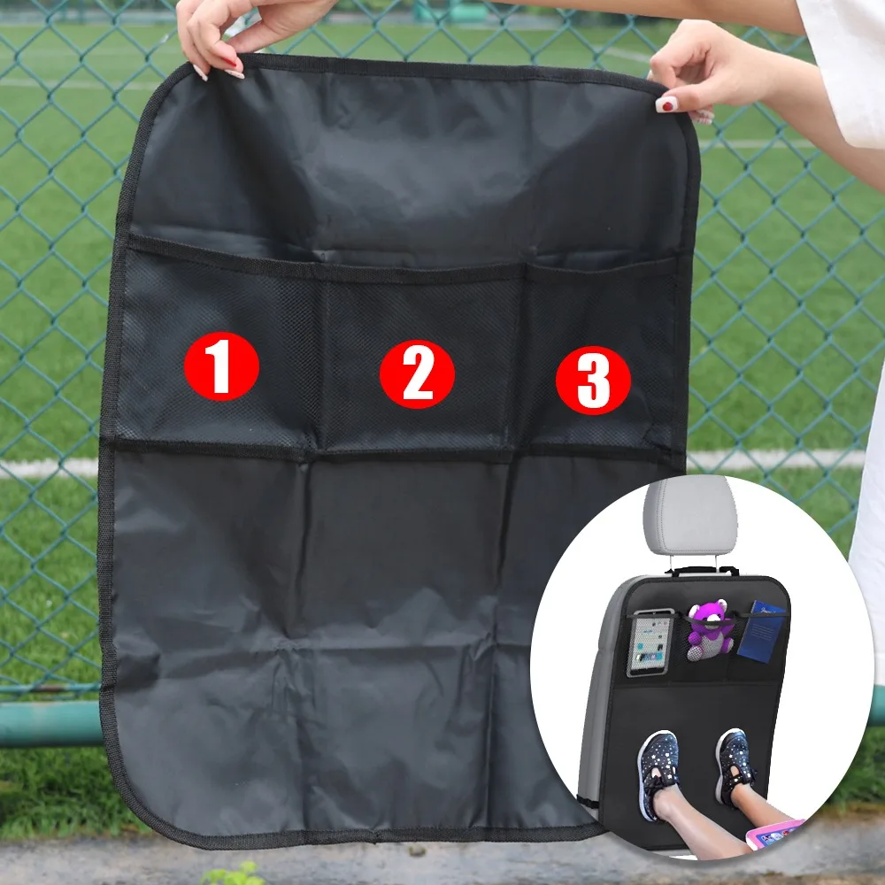 

Universal Car Backseat Organizer Waterproof Oxford Kick Mat Storage Pockets Kids Anti Kick Protector Auto Interior Accessories