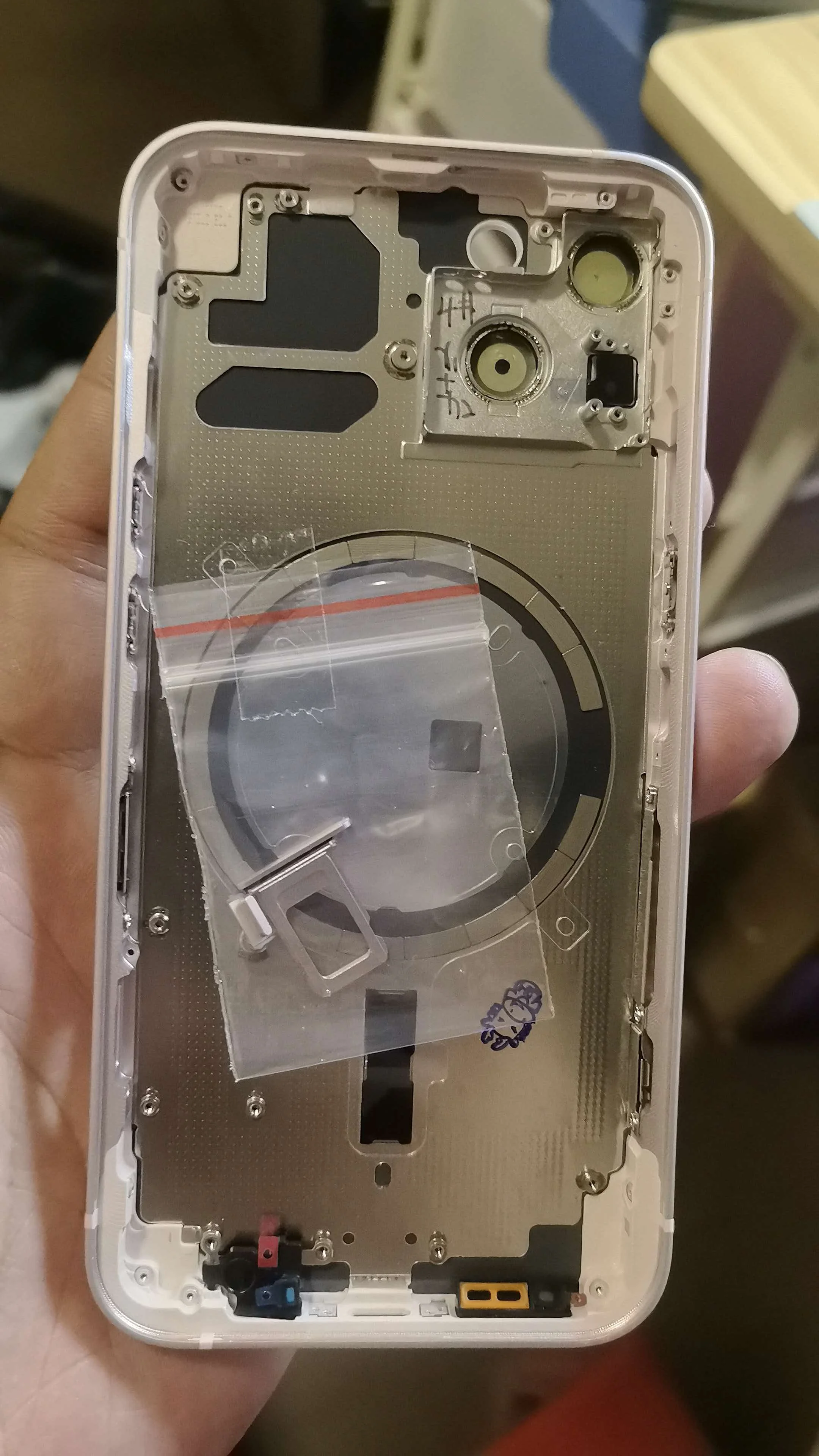 happy Whole sale frame for 13 us 5G with back glass,with button and sim tray, with mesh and magnet#Color 5Gline