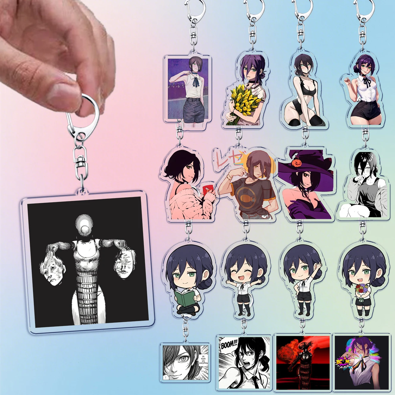 Anime Reze Cartoon Girl Keychain for Accessories Devil Manga Kawaii Reze Csm Chibi Keyrings Key Chains Fans Gifts