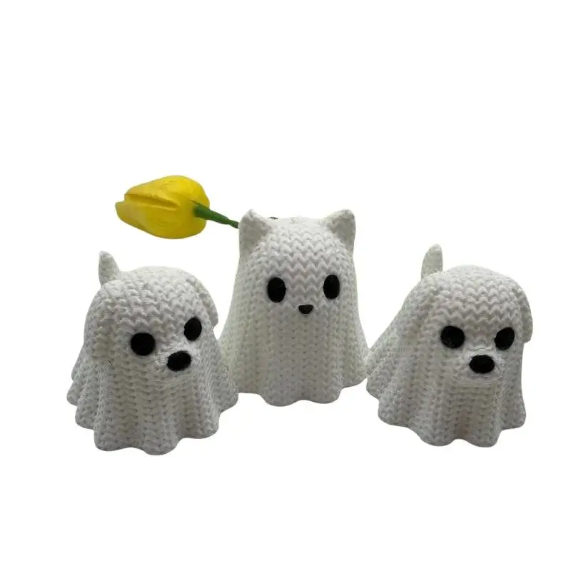 3D-gedruckte Geisterkatzen-Hundefigur Halloween Niedliche Mini-Statue Ornament für Heim- und Schreibtischdekoration sowie Partydekoration – Detail 6