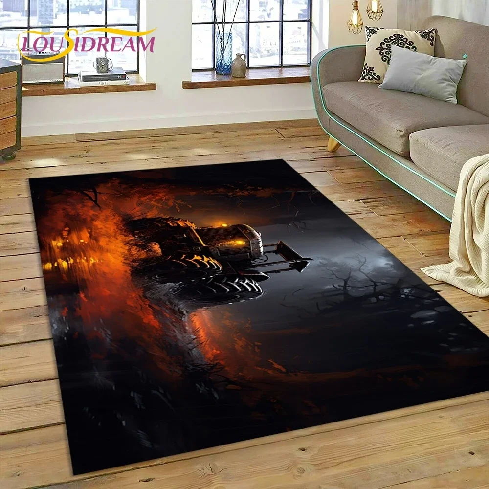 Retro Tractor Car 3D Truck Carpet Rug for Bedroom Living Room Home Sofa Decoration,Children Game Large Decor Floor Mat Gift