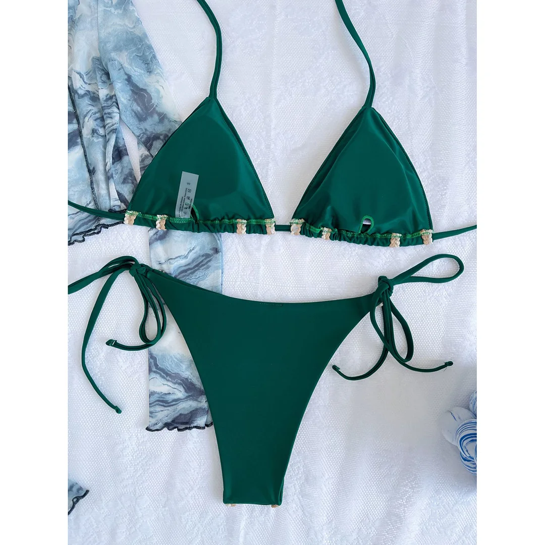 Sexy Splicing Neckholder-Bikini, brasilianischer Stil, Damen-Badeanzug, zweiteiliges Bikini-Set, Badebekleidung, Badeanzug, Damen-Bikini V4593G – Detail 27