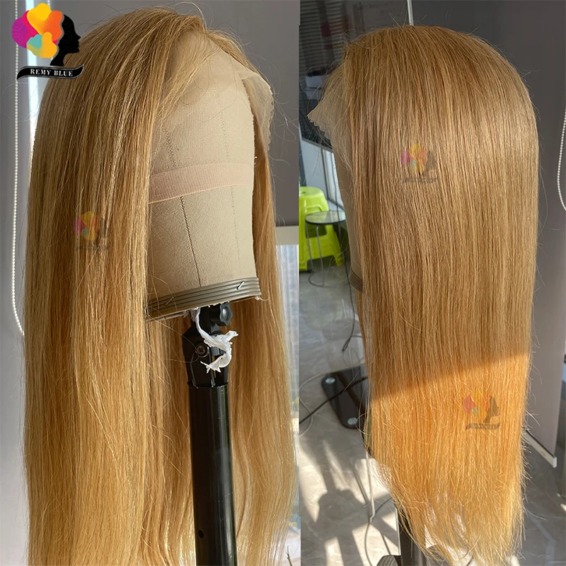 Honey Blonde #27 Human Hair Wigs Pre plucked 13X4 HD Lace Frontal Wig Human Hair Transparent Straight Lace Front Wigs For Women