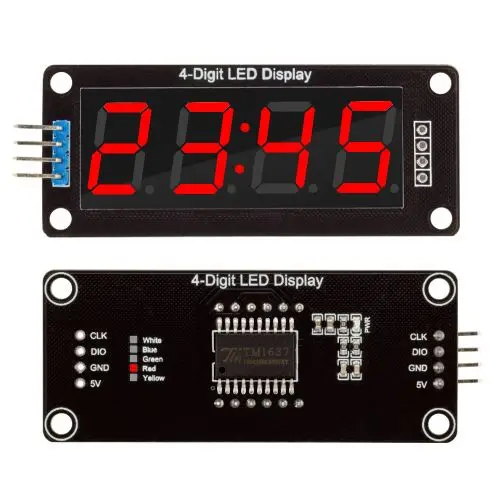 0.56 Inch 4-Digit Digital Display Tube Decimal 7 Segments TM1637 LED Module Board for Arduino Red Green Yellow Blue White