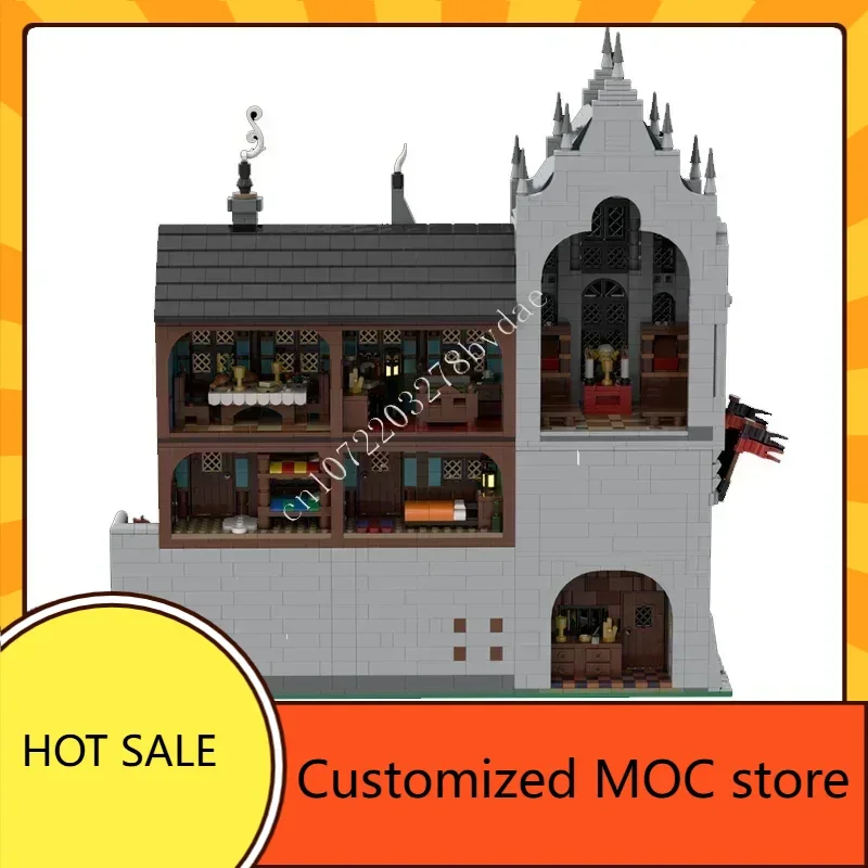 4136PCS MOC Middeleeuws Kasteel Puzzel Kerst DIY Assembly Set Speelgoed voor Kind Middeleeuwse Stad Vierkant Thema Verjaardag Kerstcadeau