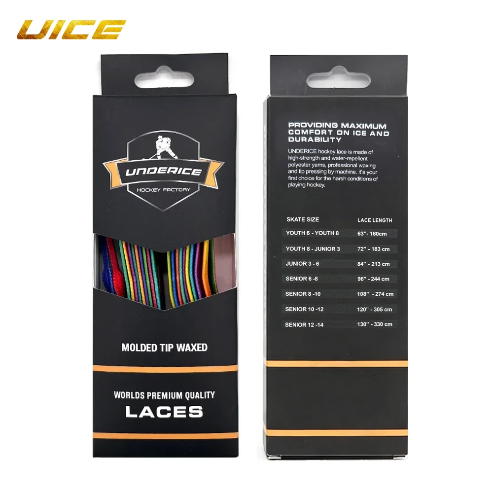 UICE Hockey Skate Laces Hockey Accessories 72 84 96 108 120 130in Dual Layer Braid Reinforced Waxed Tip Design Ice Hockey Skate