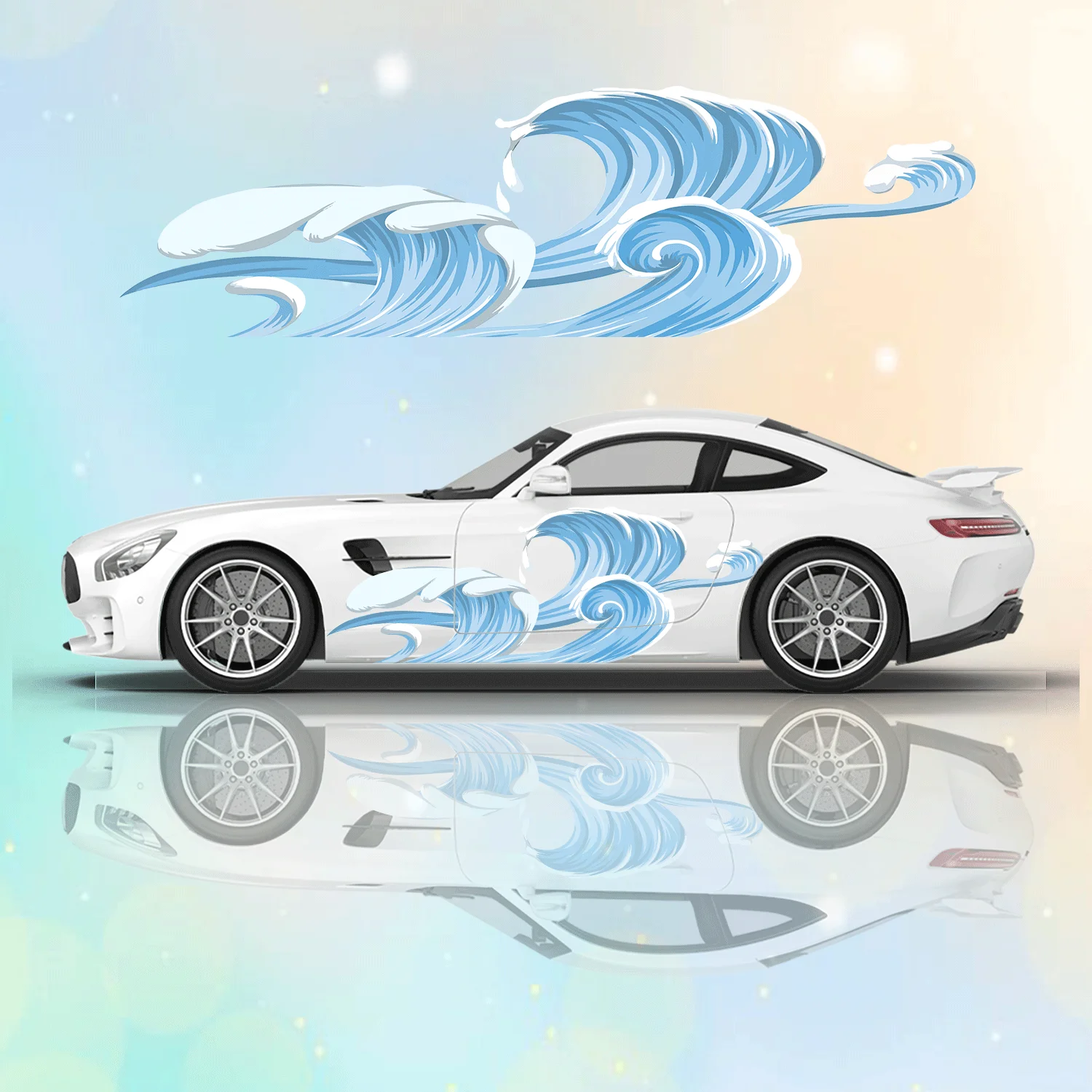 Abstract Sea Wave Landscape Car Side Sticker Vinyl Self-adhesive Paper Motorsport Paint Decal Suitable for Truck Suv Decoration