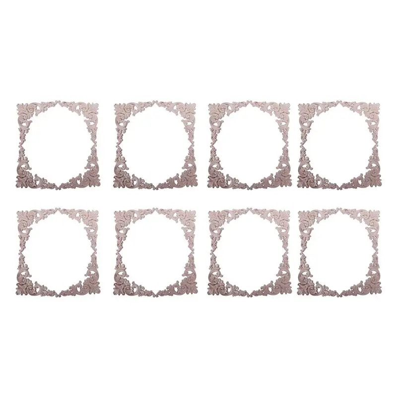 A96K-32Pcs Rubber Wood Oak Carved Corner Onlay Applique Furniture Home Door Decor DIY