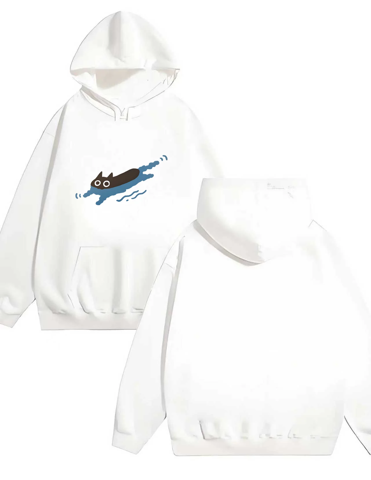 

2025 Новая модная толстовка с капюшоном с милым котом и принтом тяжелого веса 330 г, повседневная унисекс