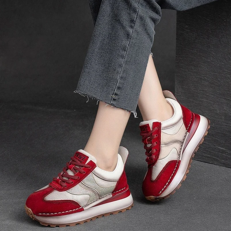 

2025 5cm Casual Autumn Spring Rhinestone Fashion Bling Wedge Mixed Color Shoes Genuine Leather Women Platform Chunky Sneaker