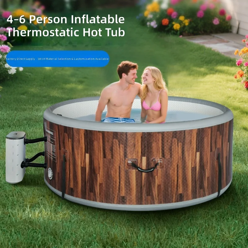 Inflatable Spa Hot Tub, Outdoor Jetted Massage Pool, Family Hydrotherapy Bath, Air Bubble Jacuzzi, Relaxation Swimming Pool
