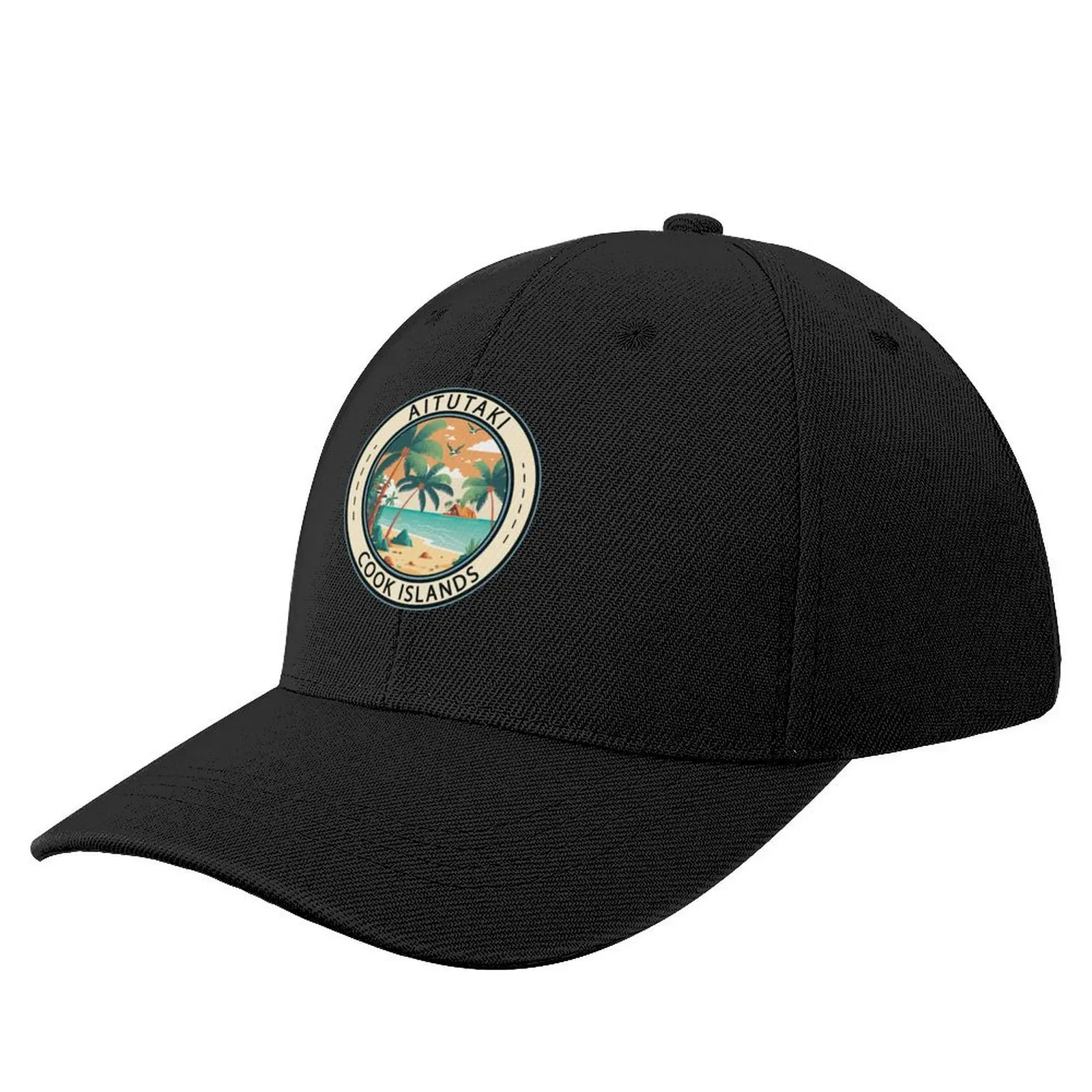 Aitutaki Cook Islands Hut Badge Baseball Cap Trucker Hat foam party Hat black Mountaineering Woman Men's