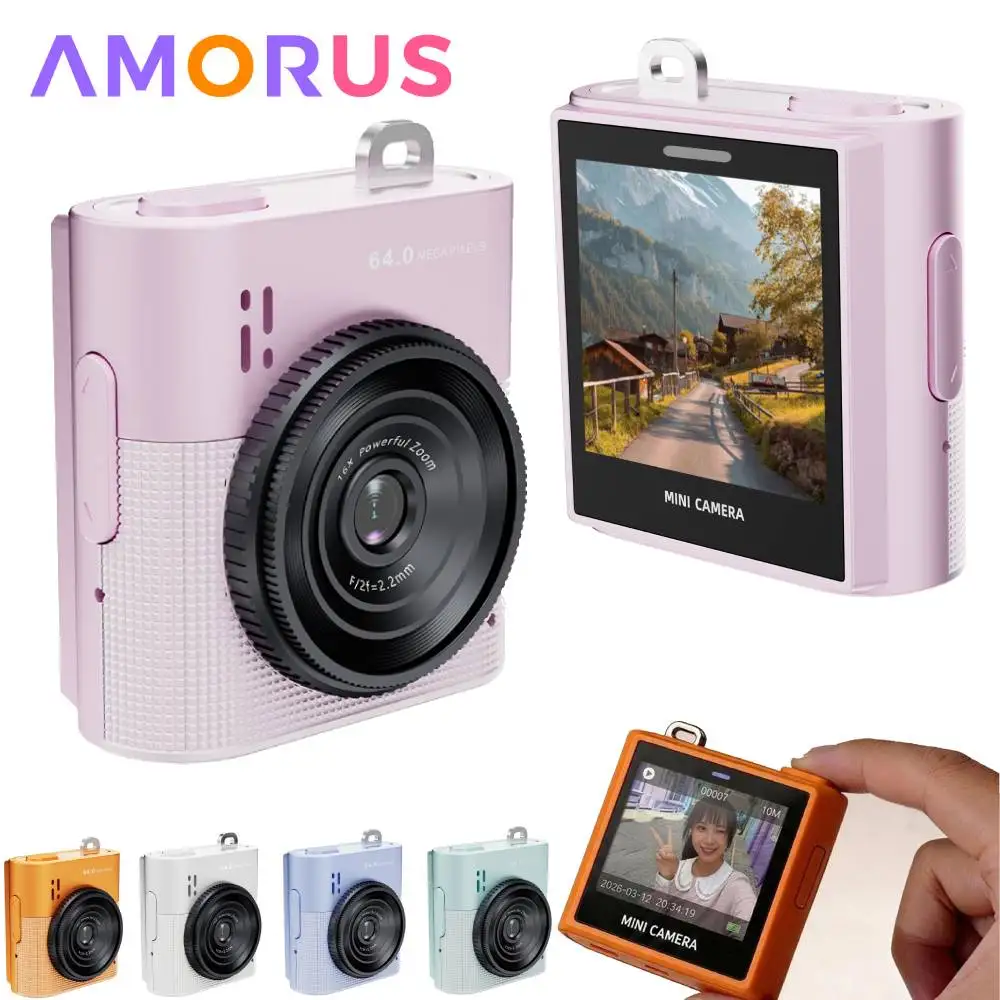 64MP Mini-Daumenkamera Studenten-Actionkamera 16x Digitalzoom Digitalkamera 1,4" IPS-Bildschirm Tragbarer Videorekorder Camcorder