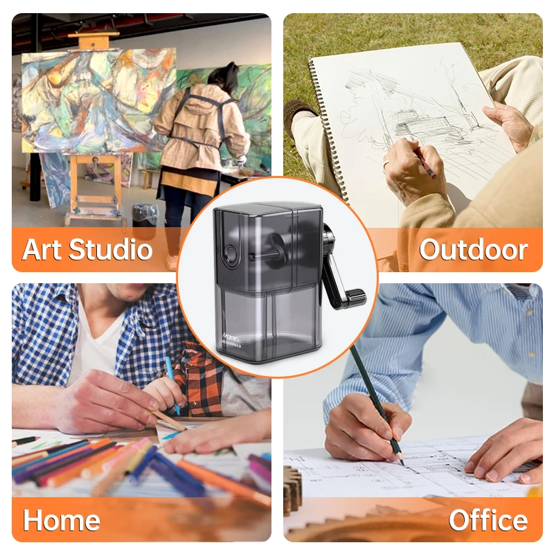 قطعة واحدة من مبراة أقلام الرصاص اليدوية من ماري، 5 قابلة للتعديل للرسم والجرافيت وأقلام الرصاص الملونة، محمولة باليد للبالغين، الفصول الدراسية، من الخلف إلى #5