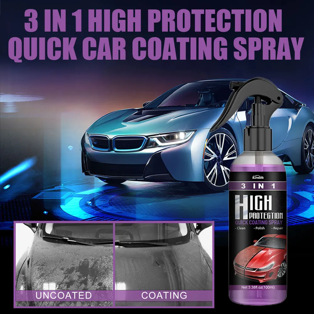 3 In 1 Auto Rivestimento In Ceramica Spray 100ml Auto Nano Rivestimento In Ceramica Lucidatura Spruzzo Cera Ad Alta Protezione Auto Vernice