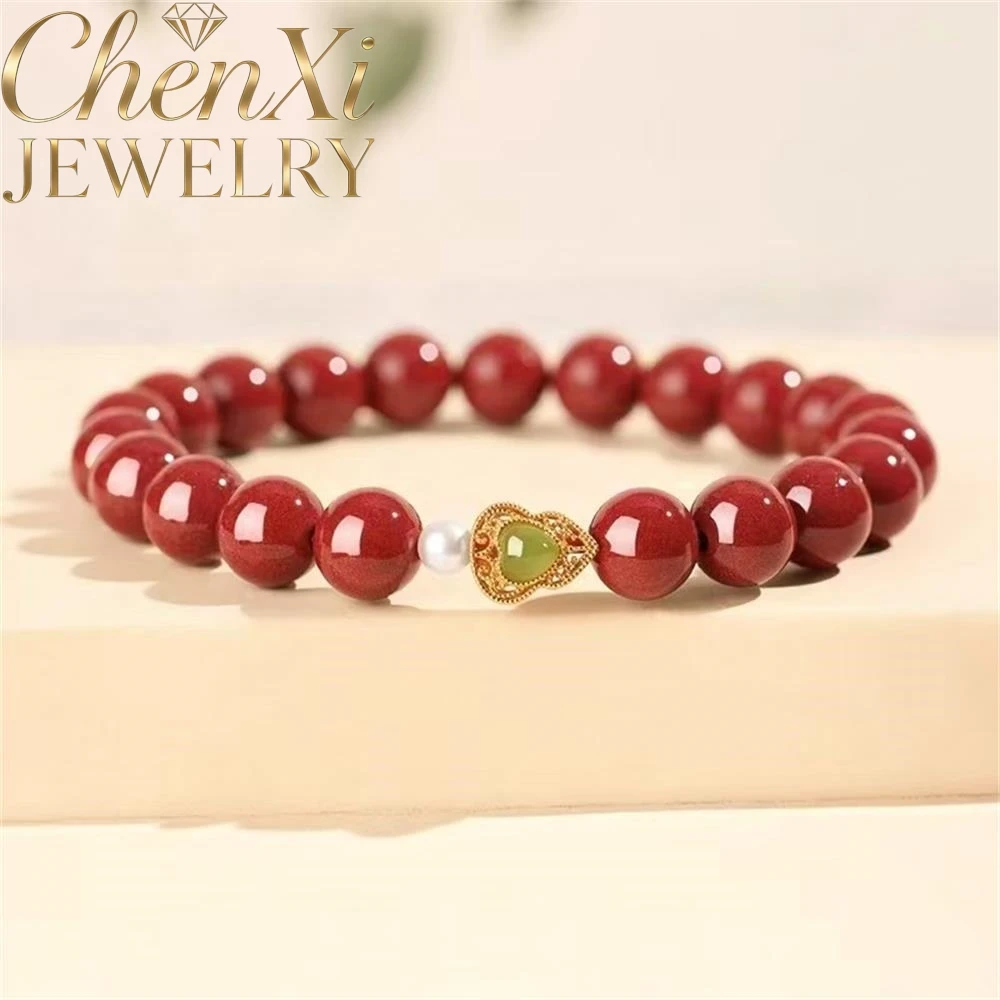 

Элитный браслет из бусин-горлянок с киноварью, роскошное модное ювелирное украшение, изысканный элегантный популярный талисман, подарок