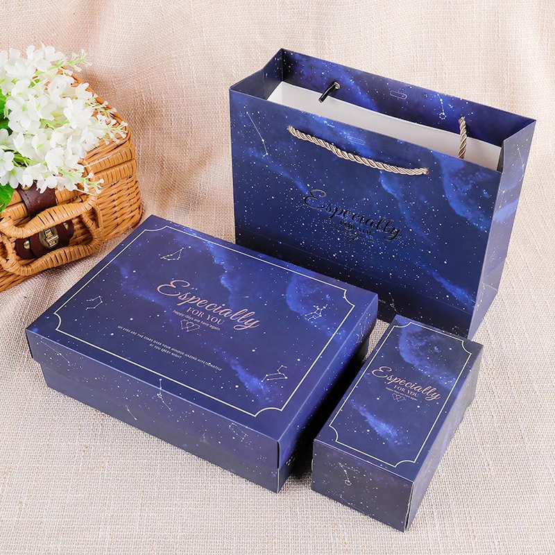 20pcs Blue Star with handle Gift Bag Marriage candy paper packaging gift box cajas de regalo bolsas de papel cookie bags