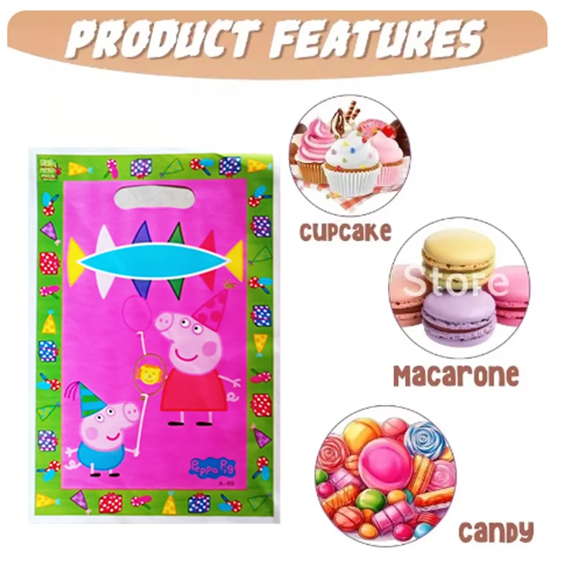 Peppa Pig Page Birthday Party Gift Bag Decorative Page Candy Cookies Packaging Candy Bag Children Boys Gift Party Supplies