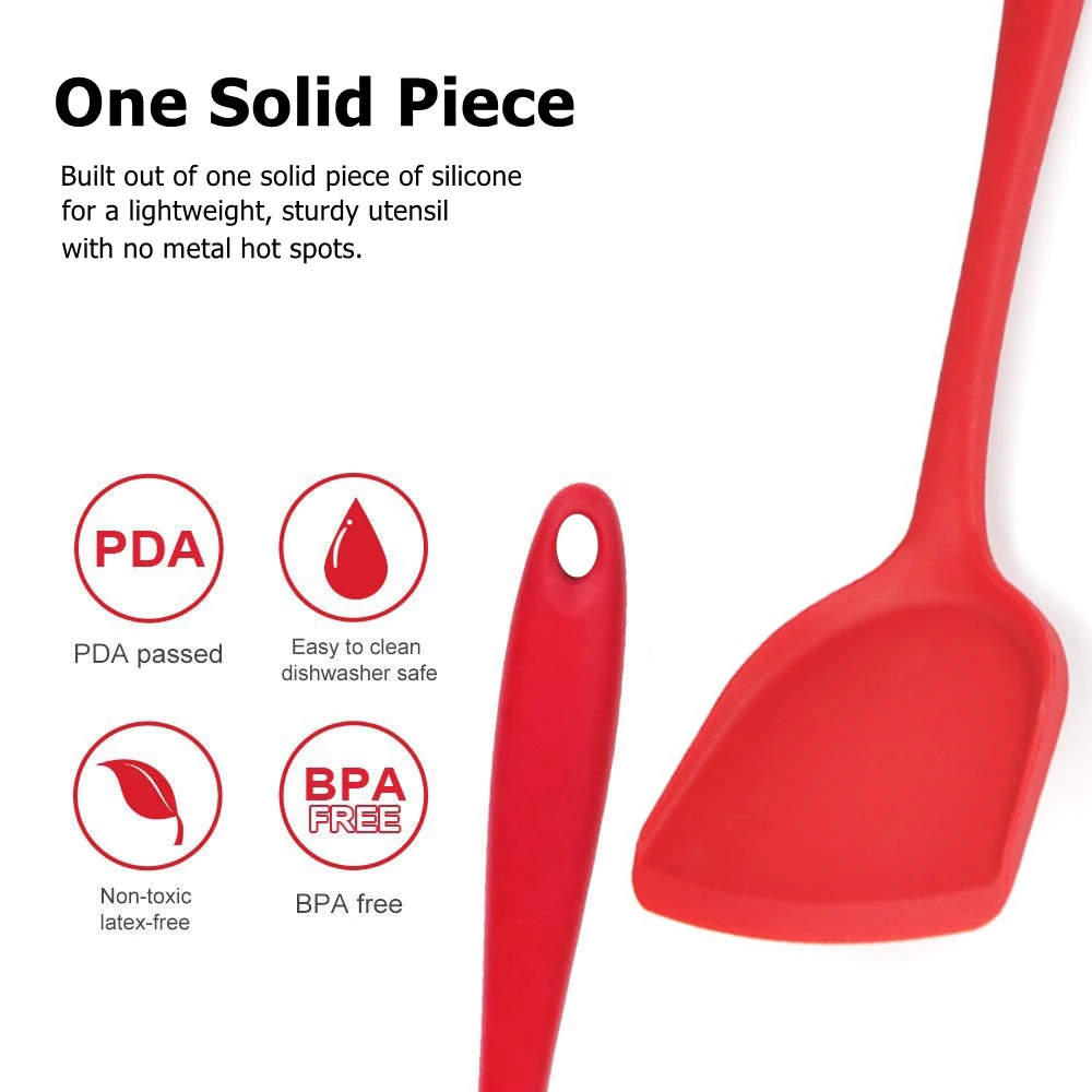 1PC Silicone Cooking Tool Sets Spoon Brush Spatula Egg Beater Kitchen Cooking Tools Kitchenware Kitchen Utensil Set Black Red