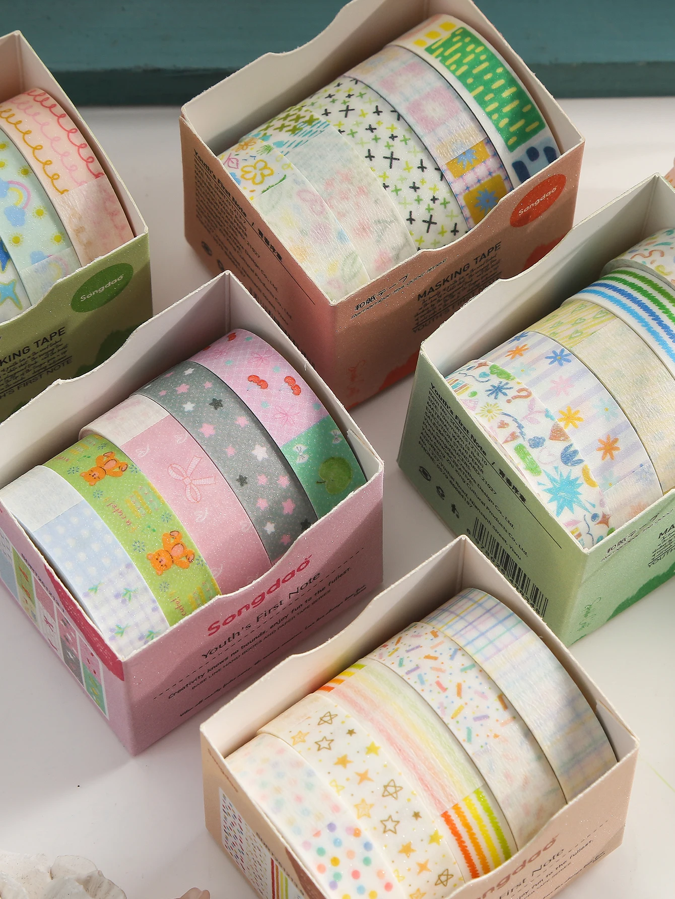 5-teiliges süßes Washi-Tape-Set im japanischen Stil, handgefertigt, DIY-Scrapbooking, Geschenkbox für die Feiertage, Scrap-Dekoration, Schulbedarf – Detail 6