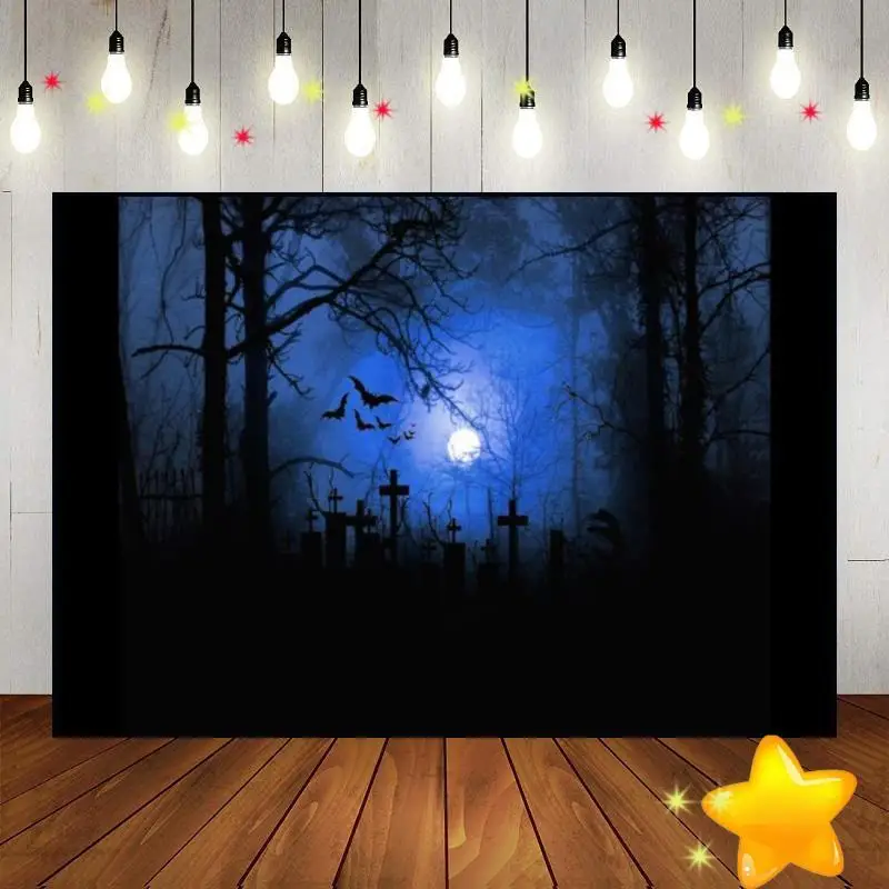 Halloween Background Photo Skull Photography Backdrops Magic Witches Custom Birthday Backdrop Cemetery Baby Shower Ancient Trees