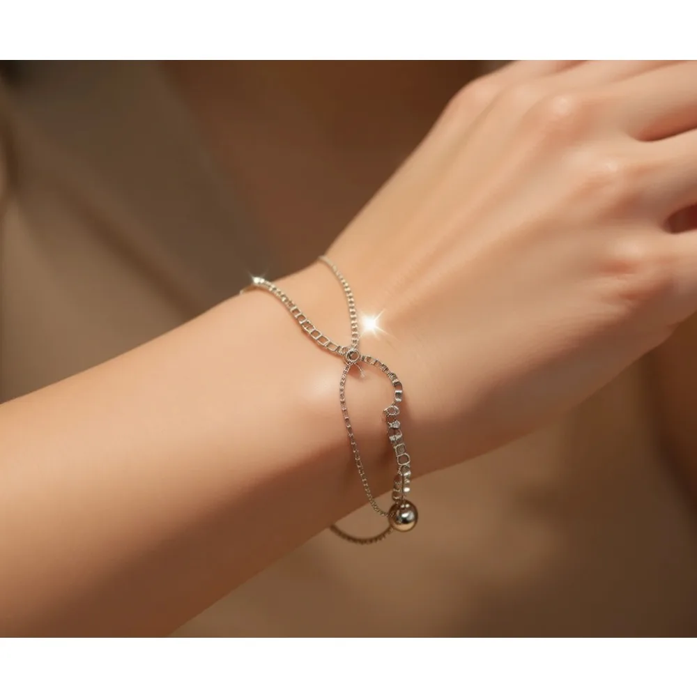 

Серебряный теннисный браслет с сияющими фианитами, регулируемый, в подарок женщинам