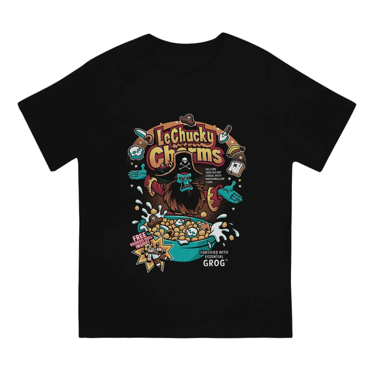 Monkey Island LeChucky Charms T Shirt Vintage Gothic Men's Tshirt Polyester Men Clothes