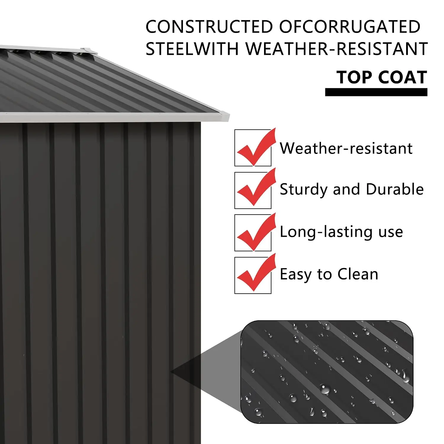 Metal Outdoor Storage Shed 5.4x4.3 Hinge Door Garden Tool Organizer Backyard Patio, Customized view 4