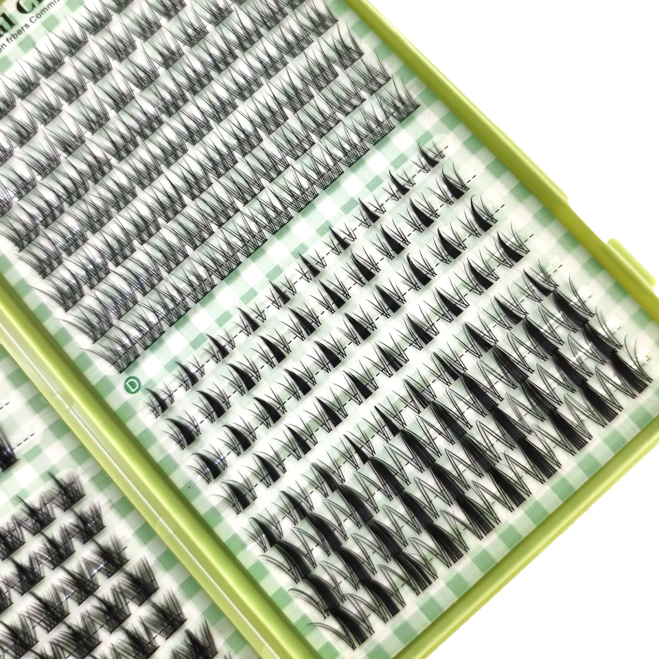 AMSDCN 512pcs Pestañas en racimo Naturales Manga Falsas Bandeja mixta DIY Extensión de pestañas Volumen Racimos Pestañas Alargadas 6