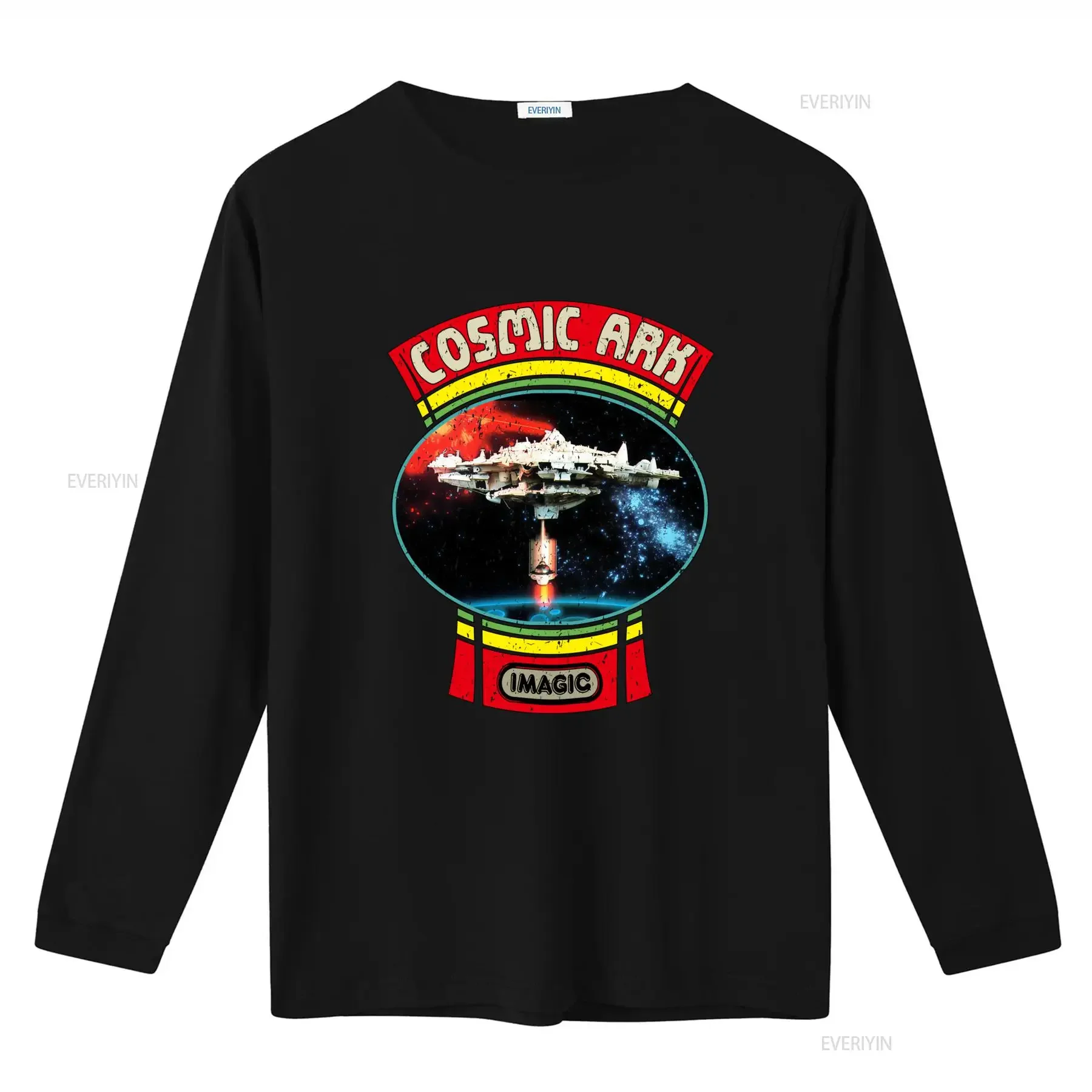 Cosmic Ark 1982 Vintage Retro Sci Fi Space Ship Men's T Shirt vintage Washed Versatile graphic Slightly fashion Breathable