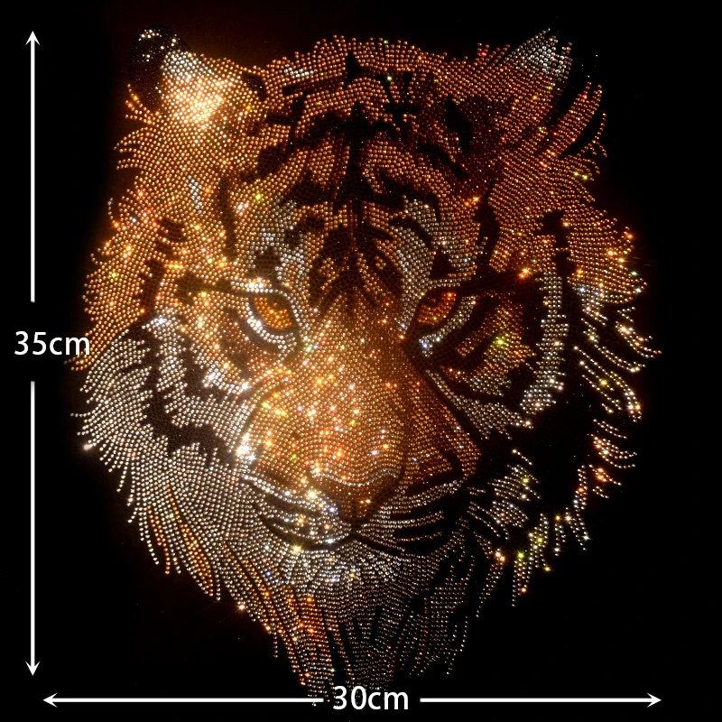 Heiß und glänzend dominierend Tiger Kopf Mode großen Stoff Aufkleber heißen Diamant Pailletten DIY Kleidung T-Shirt Zubehör