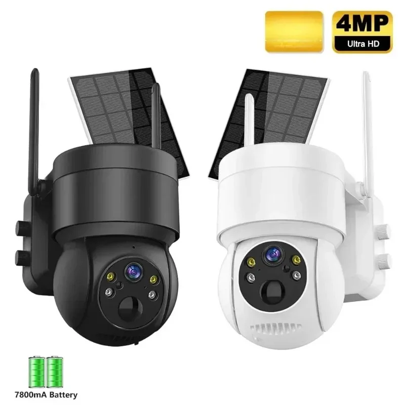 Solar Powered Outdoor 4MP WiFi IP Security Camera with 7800mAh Battery PIR Human Detection & Night Vision