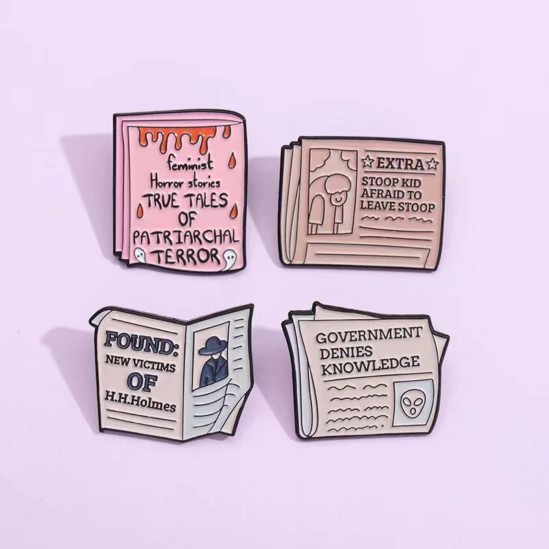 Newspaper Publish Enamel Pins Breaking News Victims Brooches Lapel Metal Badges Jewelry Gifts For Journalists Media Workers