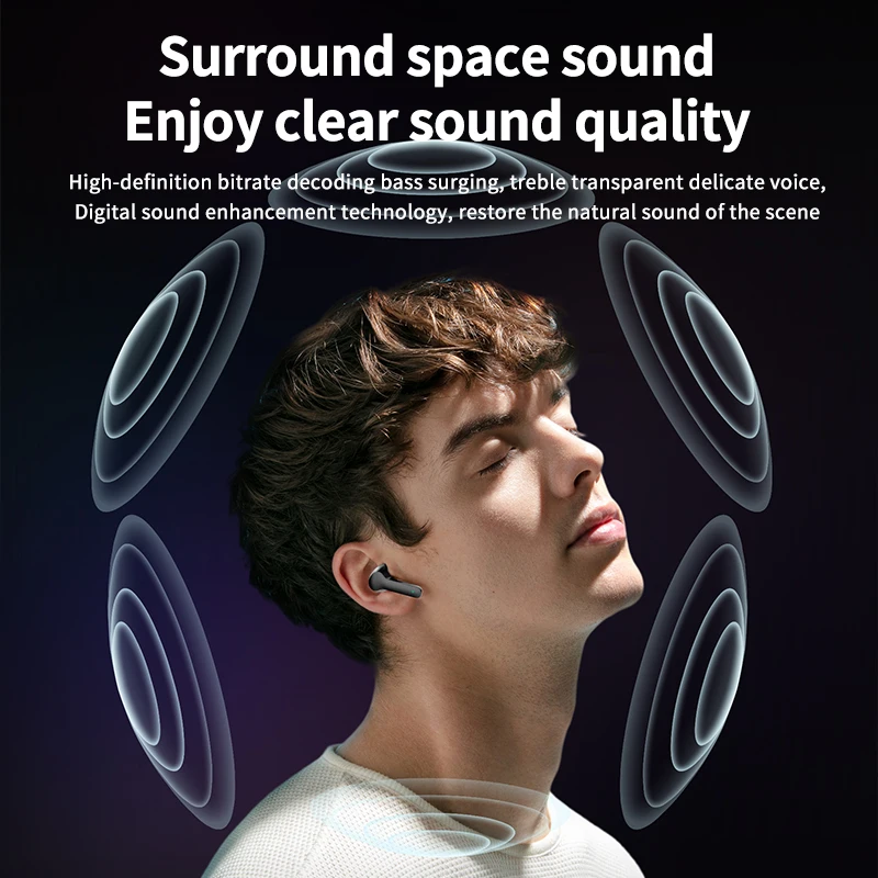 Intelligent display color screen touch wireless Bluetooth earphones wireless in ear call noise reduction music gaming headphones