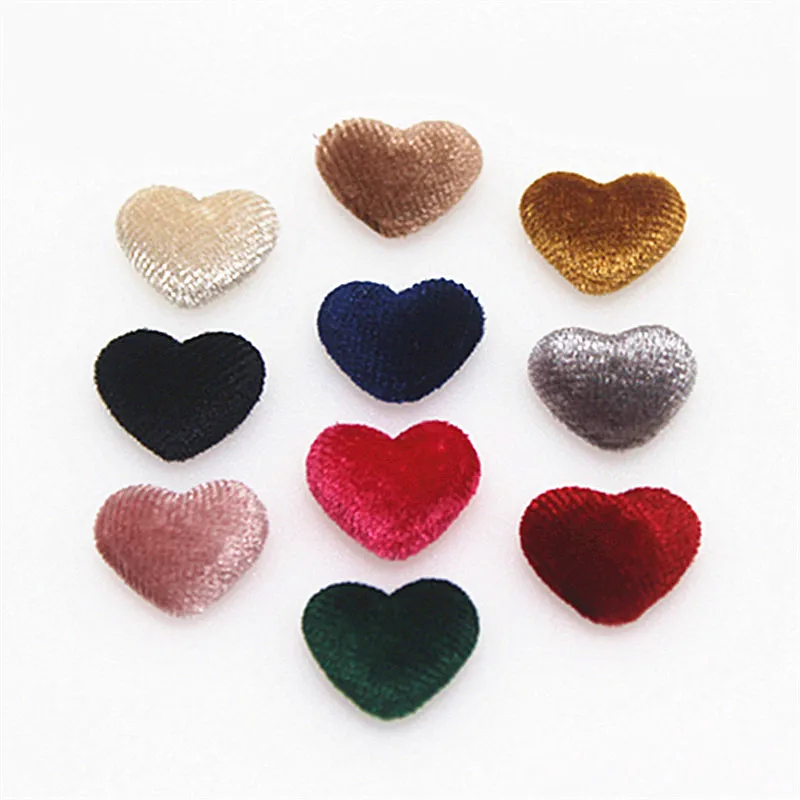 17mm 50pcs Korean Velvet Fabric Covered Heart Buttons Flatback Cabochon DIY Home Decoration Scrapbook Craft Accessories