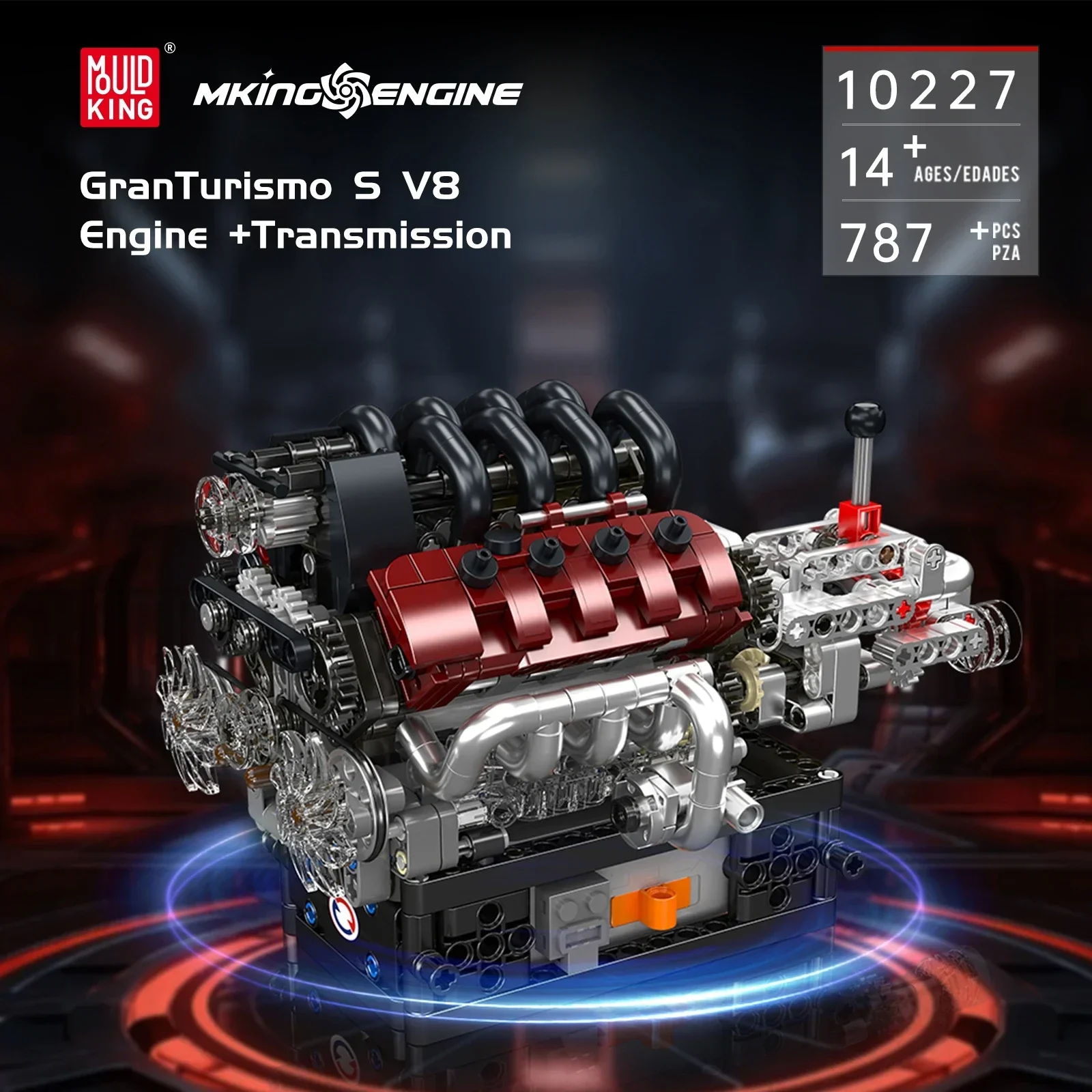 

Mould King 10227 GTS V8 Engine+Transmission Building Blocks Classic Luxury Car Engine with Gearbox Motor Control Kids Toys Gifts