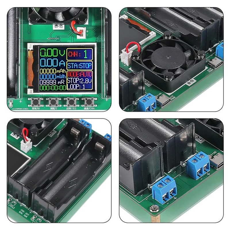 ABKO-Type-C 4 Channel 18650 Lithium Battery Capacity Tester Module Digital Battery Power Detector Module Mah Mwh