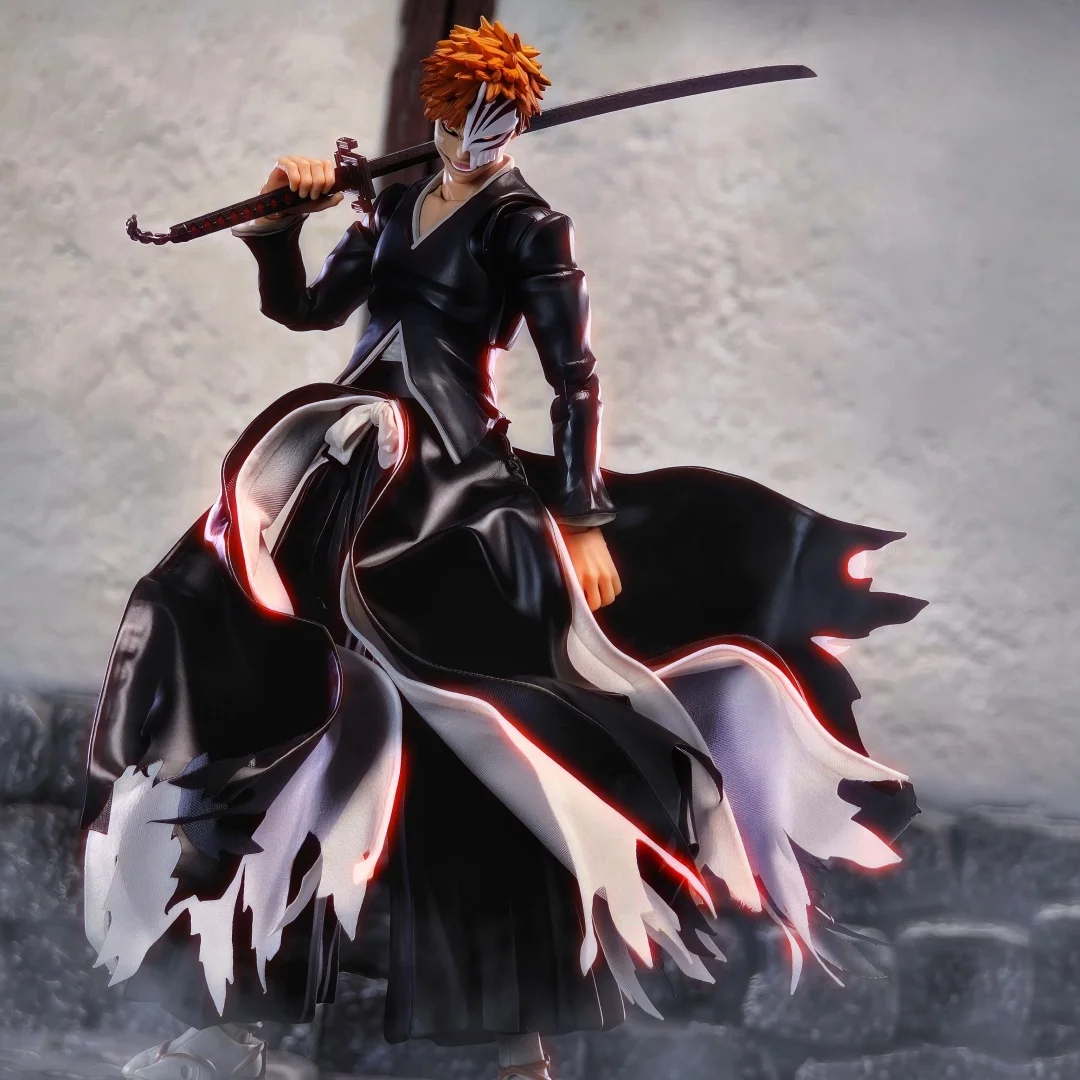 Bleach Shf Anime fait à la main Kurosaki Ichigo l'ourlet de la guerre du sang de mille ans d'une jupe construite en fil de fer convient au jouet 1/12