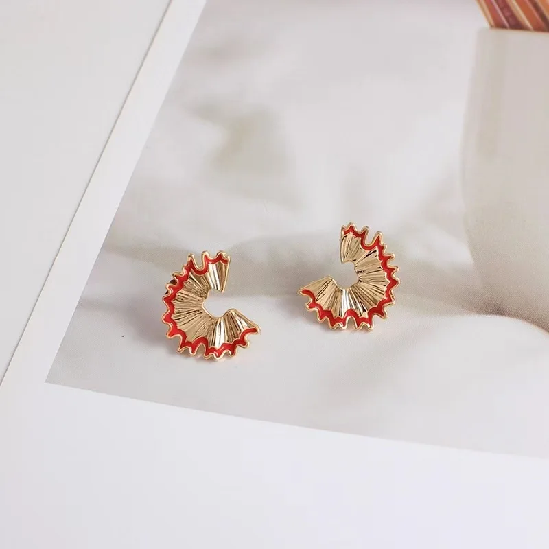 Creative Pencil Shavings Pattern Stud Earrings Trendy Enamel Alloy Earring Jewelry Kawaii Gift For Friends Party Accessories