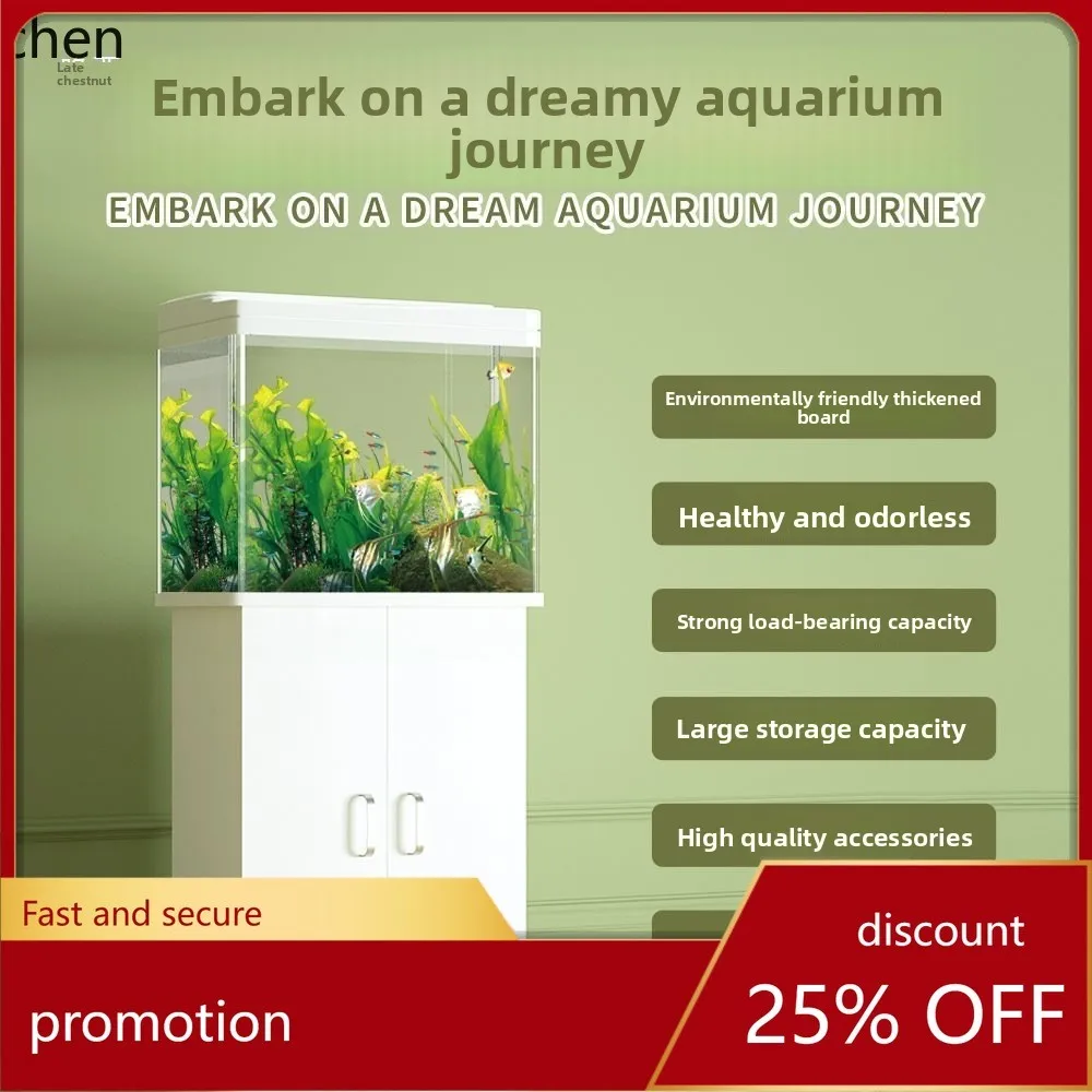 

YFY fish tank with cabinet - all-in-one home aquarium for living room, floor-standing glass aquarium, goldfish tank